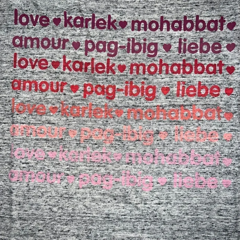 Gymboree Girls Gray Love Short Sleeve Graphic T-Shirt Valentines Day Small NWT